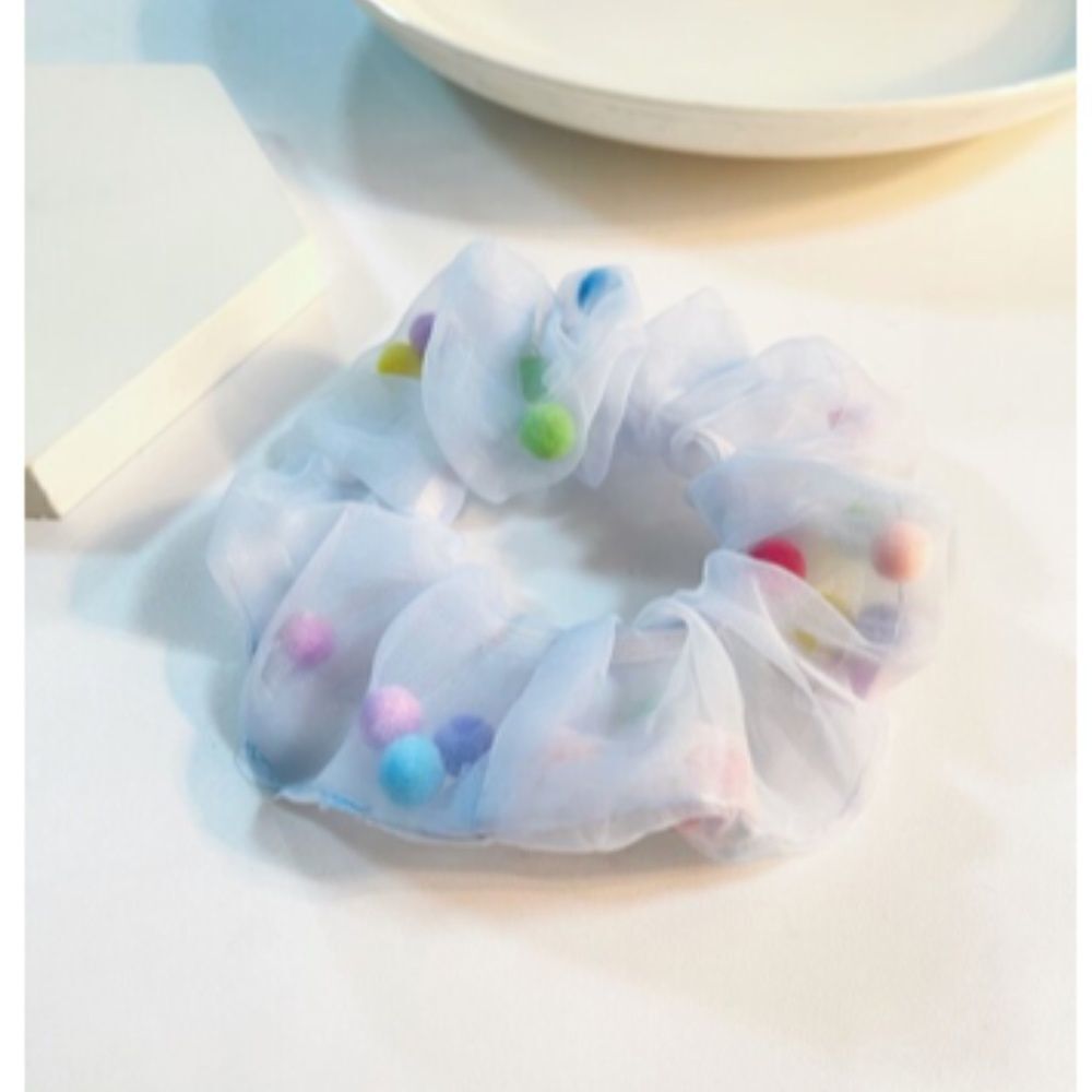Colorful Pom Pom Scrunchie - Picture 3 of 5
